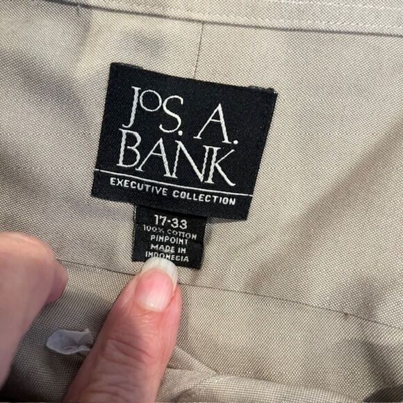Jos. A Bank Executive Collection Men's Beige Tan Dress Shirt Cotton Size 17-33 - Picture 5 of 9